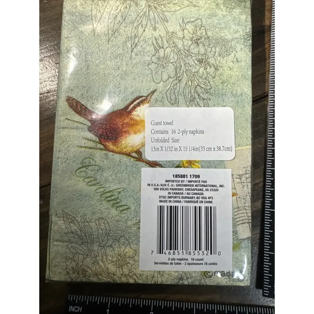 Guest Towel Qty: 16, 2 Ply Napkins 13 In x 1/32 In X 15 1/4 In. Yellow Bird